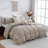 3PCS Khaki Duvet Cover Set Ball Comforter Cover Geometric Line Bed Set Soft Lightweight Down Bedding Set for All Season