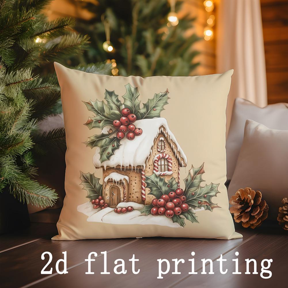 Home Decor Christmas-themed Cute &amp; Festive Pillow Covers Pattern Cushion Cover Suitable for Sofa Bedroom Car Pillow Cover