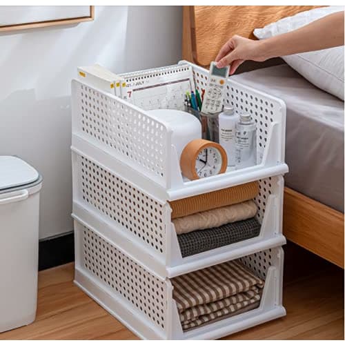 yazi Clothing Storage Case, Drawer, Closet Storage Case, Foldable Storage Box, Large Capacity 3-Tier Closet Storage Stand, Stackable Plastic Case for