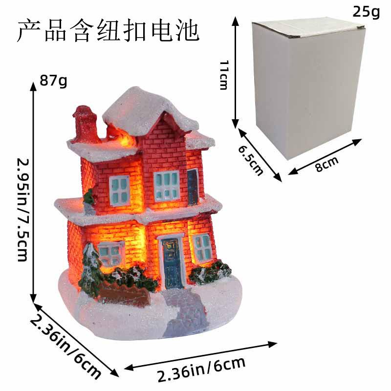 Jingchen new Christmas decorations resin hut colorful luminous house tabletop ornament