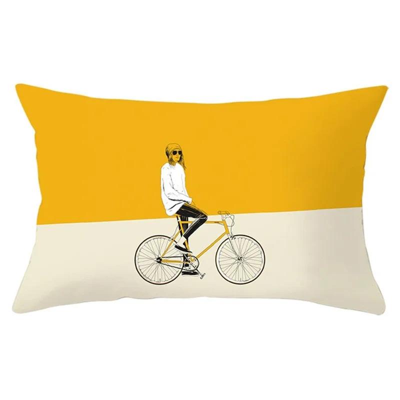 Yellow Geometric Living Room Bedroom Office Pillowcase Rectangular Cushion Cover Home Decor