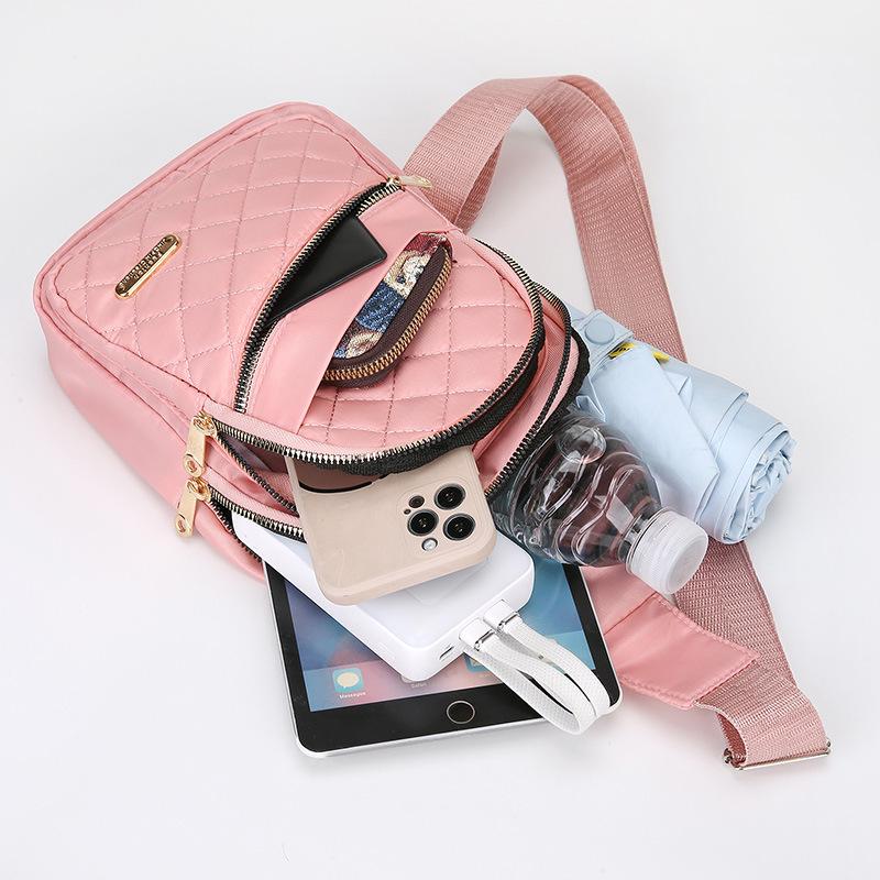 Women's Diamond Lattice Fashion Chest Bag - Versatile Large-Capacity Single Shoulder & Crossbody Bag for Commuting