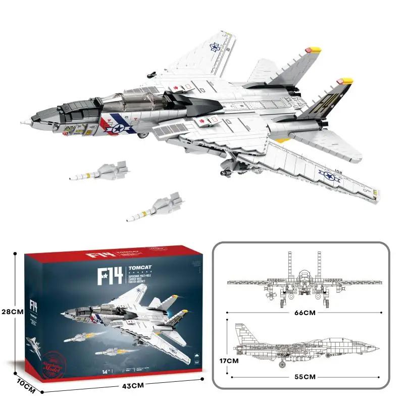 Non-Toxic 1443Pcs Military Tomcat F14 Fighter Aircraft Building Blocks Moc Carrier-Base Fighter Model Bricks Set Holiday Gifts Kids Toys