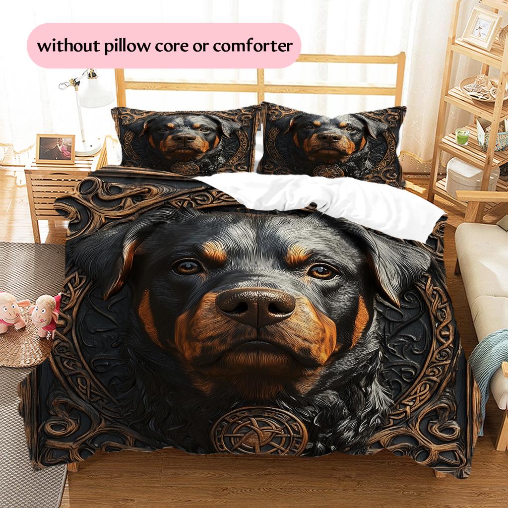 Rottweiler Pattern Bedding Home Decoration Birthday Gift (1 * duvet cover + 2 * pillowcase, without core)