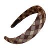 Women Headband Retro Plaid Pattern Thick Sponge Filling Soft Fabric Hair Hoop Fluffy Hairstyle Hair Accessory