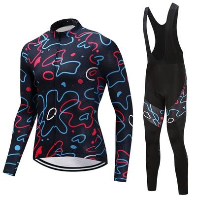 Montar en bicicleta Jerseys conjunto de ropa de ciclismo hombres/mujeres de manga larga negro pantalones con pechera ropa de bicicleta traje