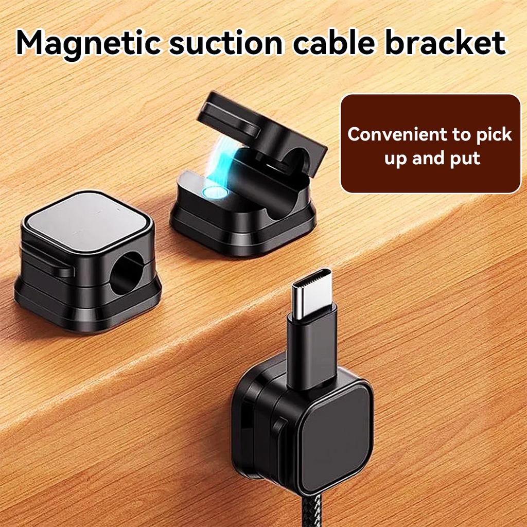 5Pcs Magnetic Cord Clip Organizer, Self-Adhesive Cable Holder for Car/Home/Office, Smooth Pulling Charging Wire Keeper