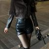 Sexy Black Pu Leather Shorts Women Summer Tight Gothic High Waist Shorts Street Fashion Y2K Girls Outfit