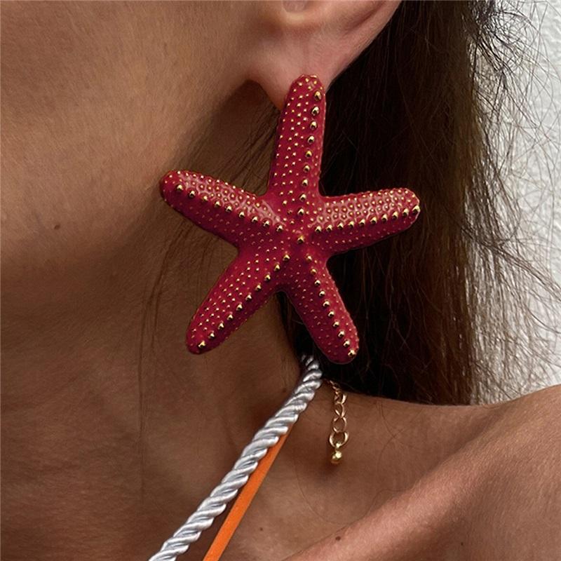 European and American Holiday Style Ins Metal Color Starfish Pendant Necklace for Women Beach Personality Star-shaped Thick Rope Necklace