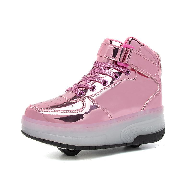 Spring and Summer New High-top Luminous Shoes Lamp Shoes Children's Runaway Shoes Velcro Casual Shoes Fashion Wheels Shoes
