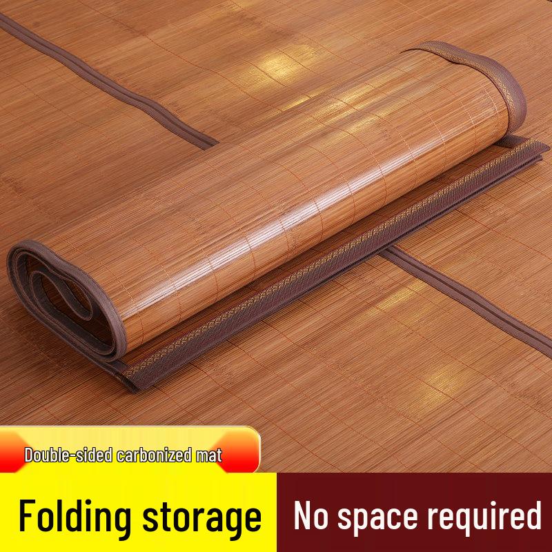 Foldable Bamboo Cool Mat - Double-Sided Ice Silk, Available in 1.8m, 1.5m, and 0.9m Sizes for Household and Dormitory Use, includes Free Shipping