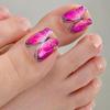 Pink Butterfly Press-On Toenail Tips - Artificial Nail Art for Toenails