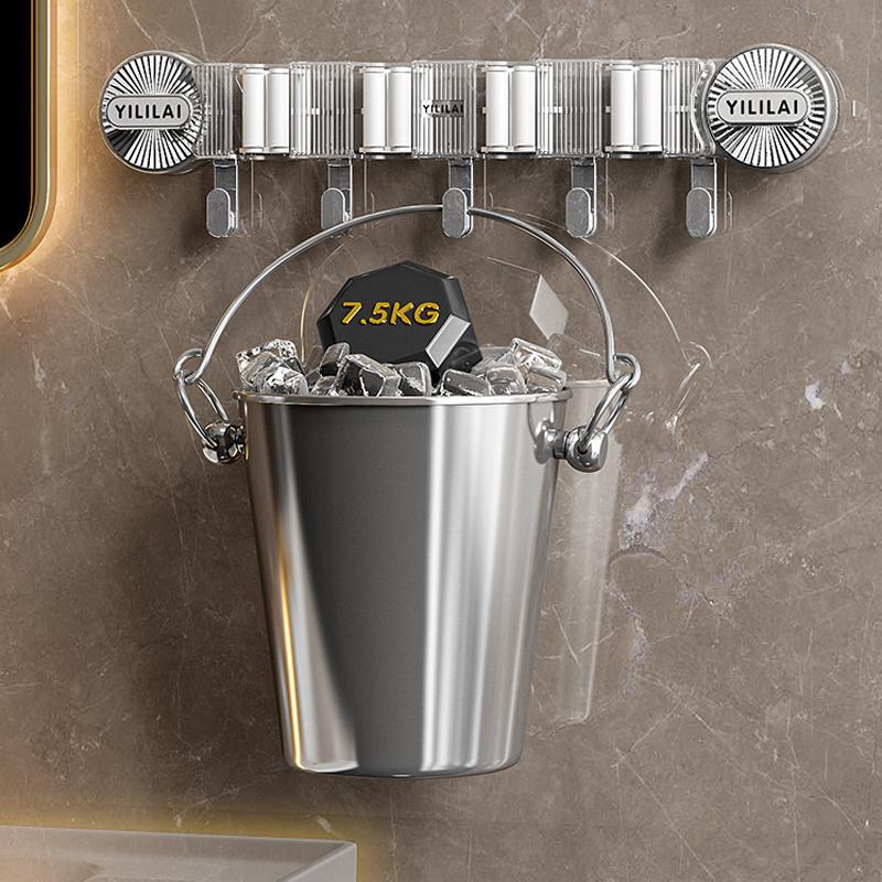 Vacuum Suction Cup Mop clip Holder with Hook Wall Kitchen Bathroom Mop Broom Brush Organizer Rack Robe Coat Towel Hanger Hook