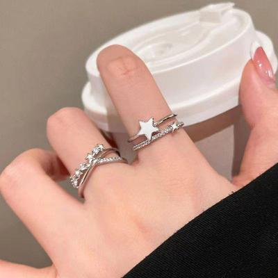 Bague étoile double couche ajustable pour femme – Design de niche, luxe élégant pour petite amie ou étudiante