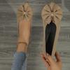 Flat-bottomed fly-woven single shoes 2025 new large-size pointed head shallow mouth bow foot cover four-season comfortable Doudou shoes women