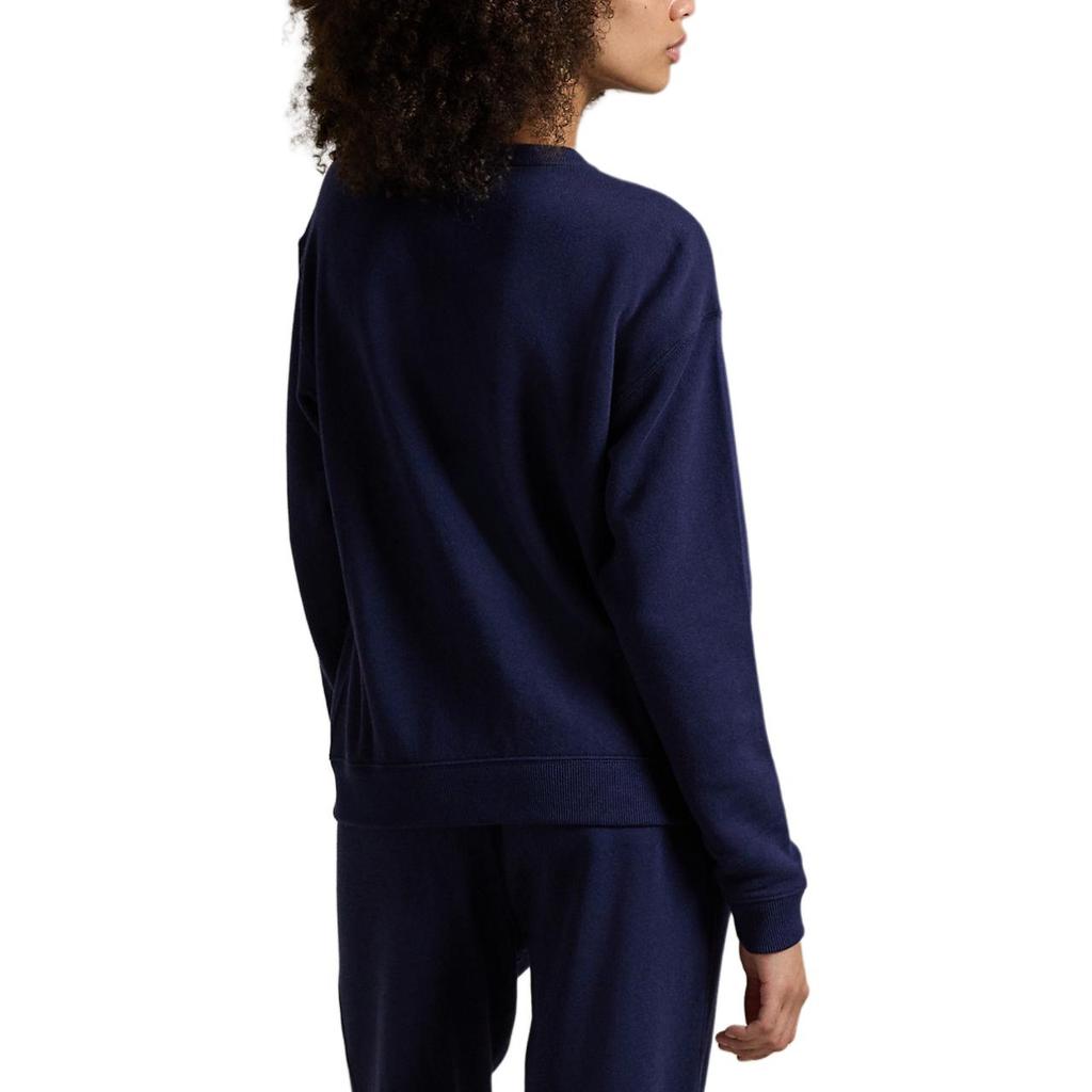 Polo Ralph Lauren Solid Logo Embroidered Crew Neck Long Sleeve Sweatshirt Women sweatshirt Navy-Blue WMPOKNINFB20675-410