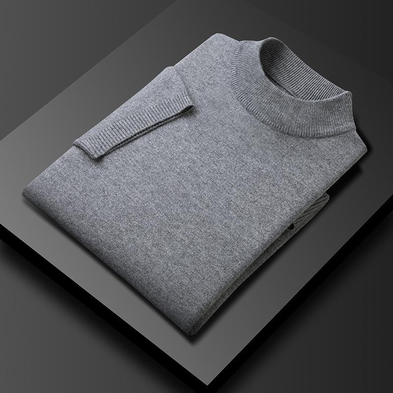 Men'S Short-Sleeve Sweater, Half-Turtleneck Sweater, Thin Pullover Half-Sleeve, Middle-Aged And Young Men'S Knit T-Shirt