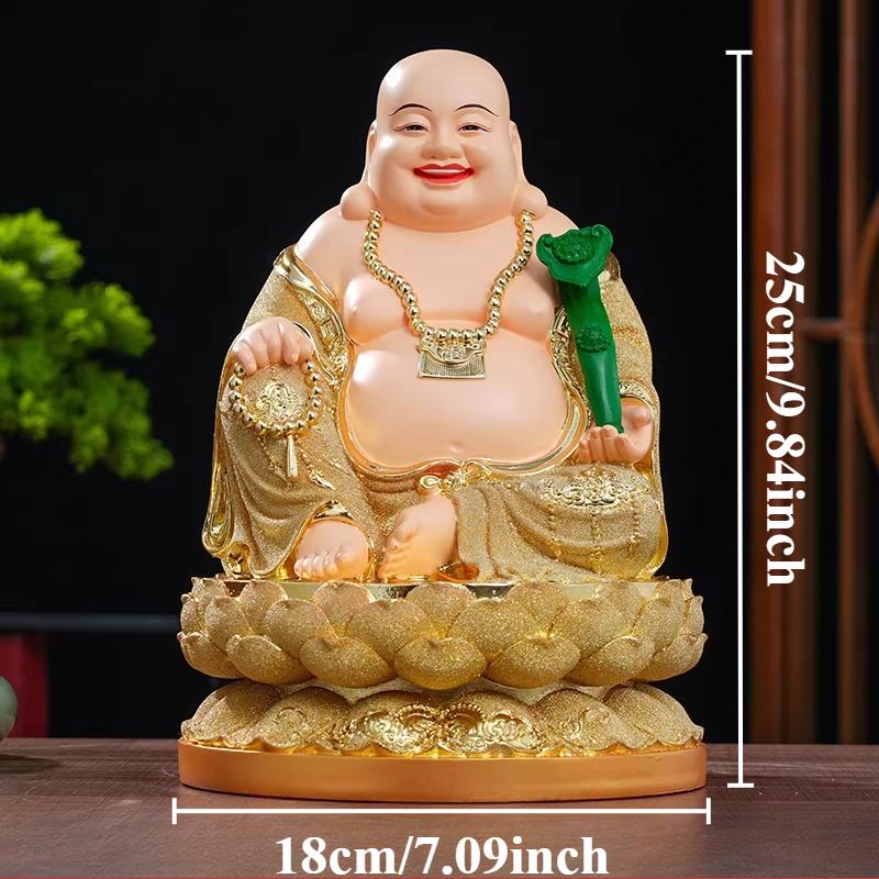 Resin Maitreya Buddha Statue Chinese Style Buddha Statue Ornament Household Enshrined Statue Home Decoration Living Room Decor