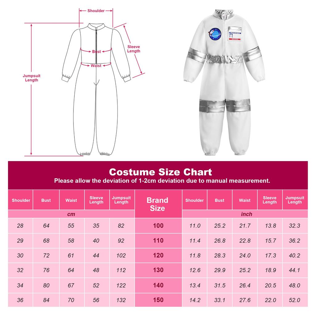 [ReliBeauty] Astronaut Costume Kids Space Jumpsuit White 120
