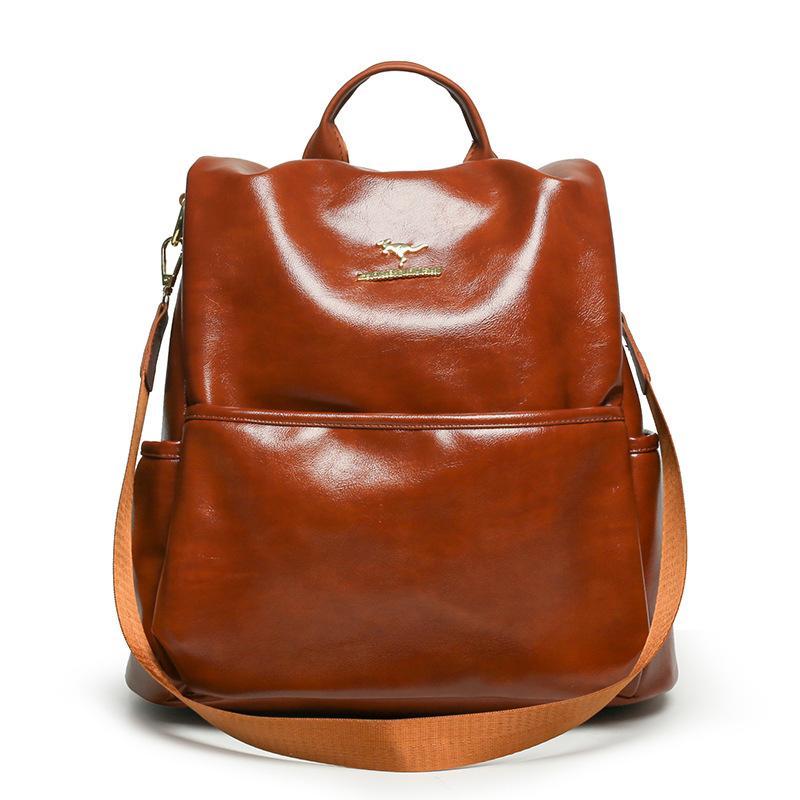 

Solid color backpack women s new trendy commuter backpack large capacity travel bag коричневый
