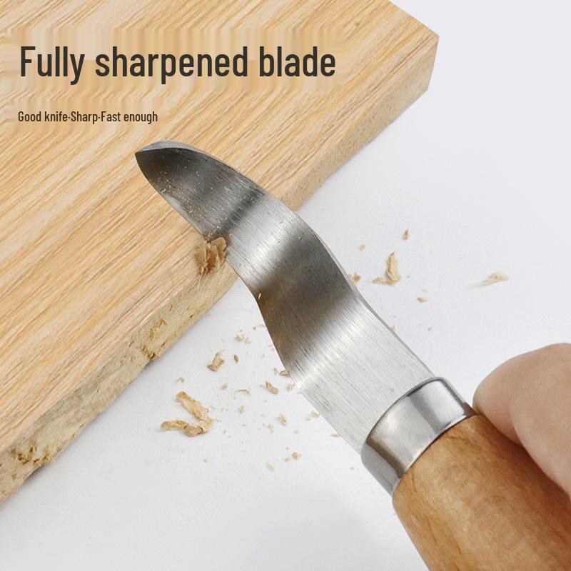 2-Piece Wood Carving Knife Set: Beech Wood Handle Spoon Knife & Straight Knife