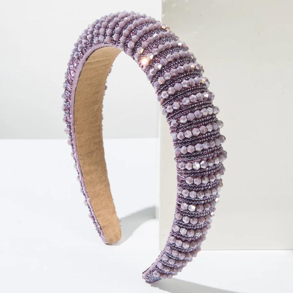 European and American Baroque Sponge Heightening Handmade Beaded Crystal Headband Temperament Versatile Hair Accessories