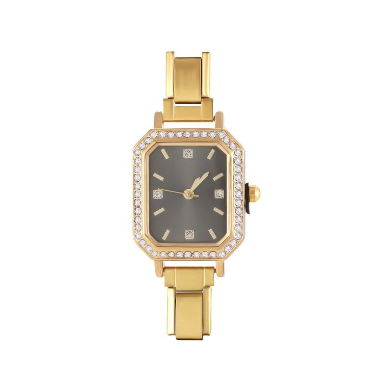 Fashion High Quality Men Women's Stainless Steel Square Round Shiny Zircon Watch Bracelet For Friend Birthday DIY Jewelry Gift