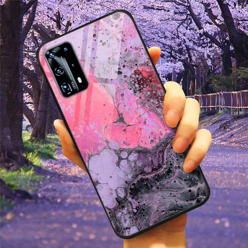 For Huawei P40 Lite / P40Pro Case P 40 Tempered Glass Starry Marble Hard Back Cover for Huawei P40 Pro / P40Lite E Cases Coque