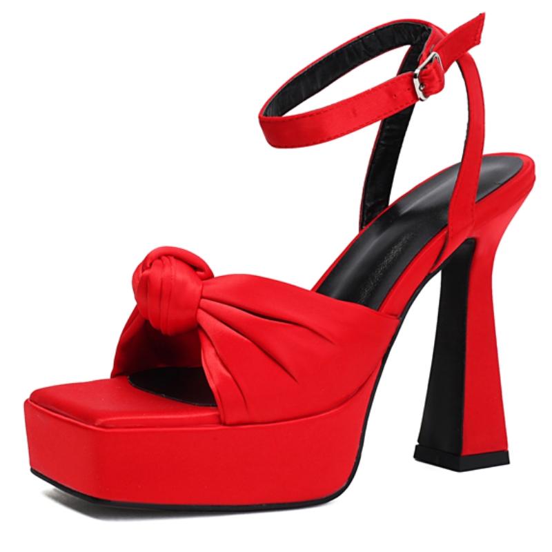 Fashion Stain Sandals Women's Summer Shoes Platform Luxury Red White Flip Flops Female Sexy High Heels Striper Wedding Shoes