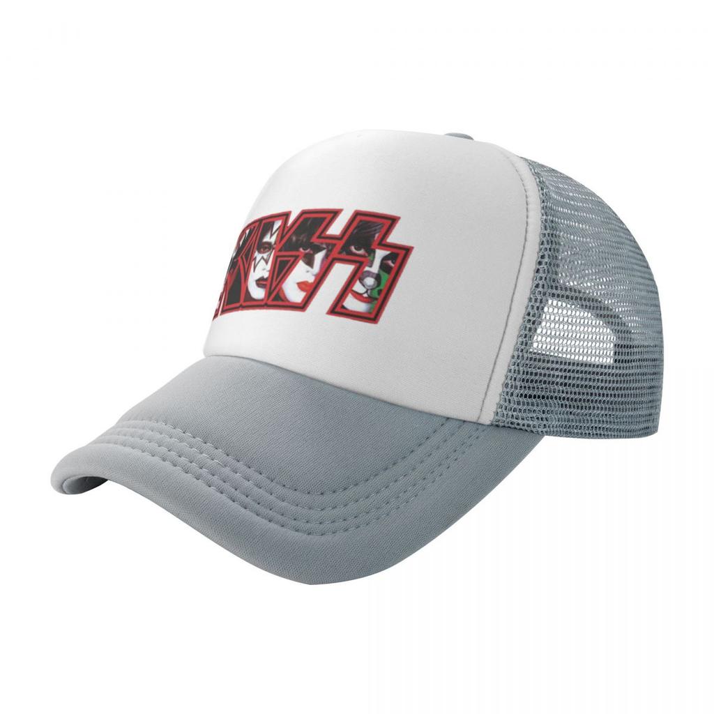 Black Red Mixed Color Kiss Music Band Summer Mesh Baseball Caps For Mens Personalized Female Beach Sunscreen Hats Trucker Cap