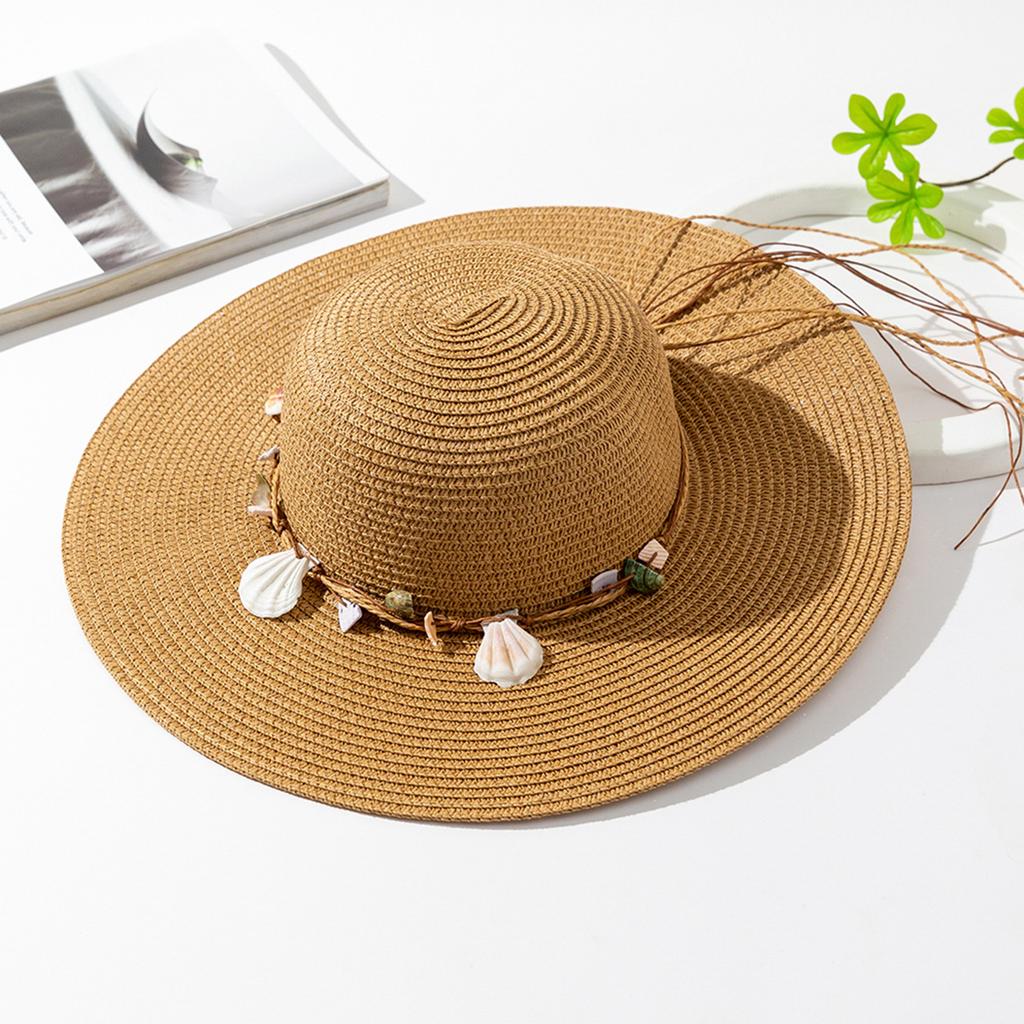 Fashion Bow Big Brim Straw Hat Women's Summer Sunshade Straw Hat Vacation with Sun Hat Dome Foldable
