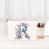 Letter Floral Pattern Zipper Cosmetic Bag Portable Travel Makeup Pouch Multifunctional Toiletry Wash Storage Bag for Women Daily Vacation Organizer