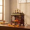 Wooden Temple | Painted Pooja Mandir Wall Desk Storage, Indian Hindu Mandir Religion | Pooja Temple For Home Office , Wall Hanging Art Gift