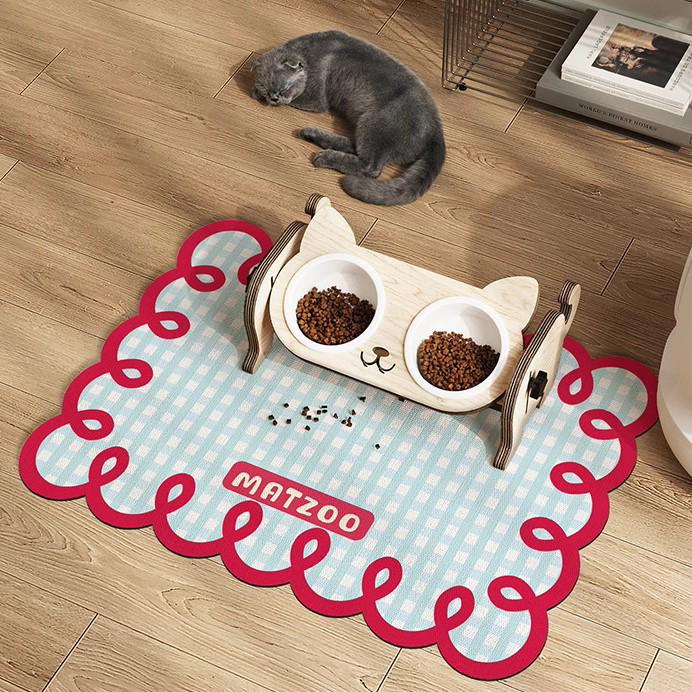 Ins Style Plaid Mud-Resistant Pet Feeding Mat - Splash-Proof, Dirt-Resistant, Easy To Clean for Cats and Dogs