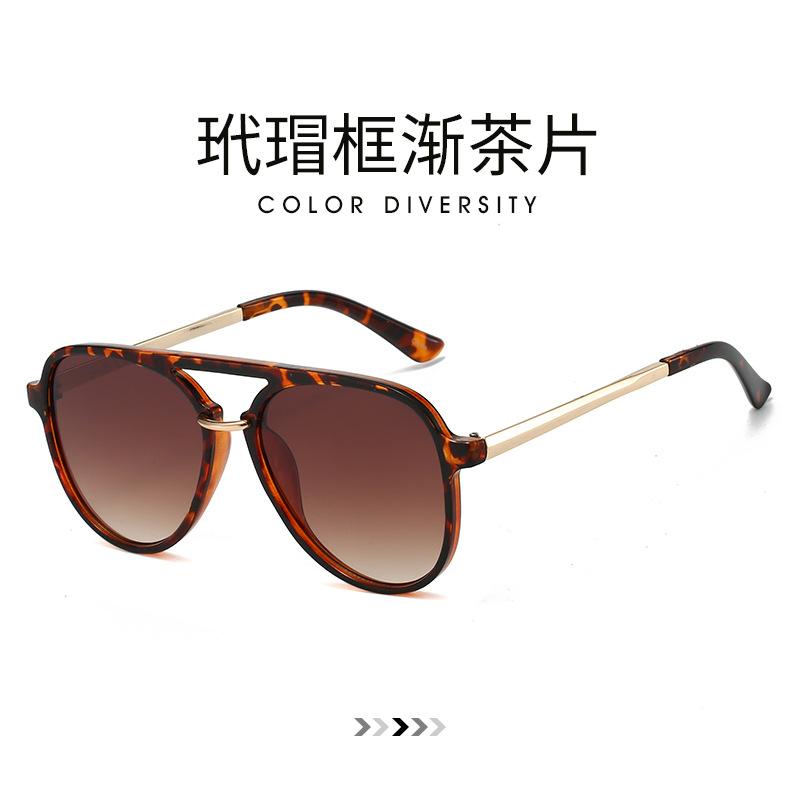 European and American New Double-beam Pilot Sunglasses Men's Driving Sunscreen Advanced Sense Large-frame Retro Glasses