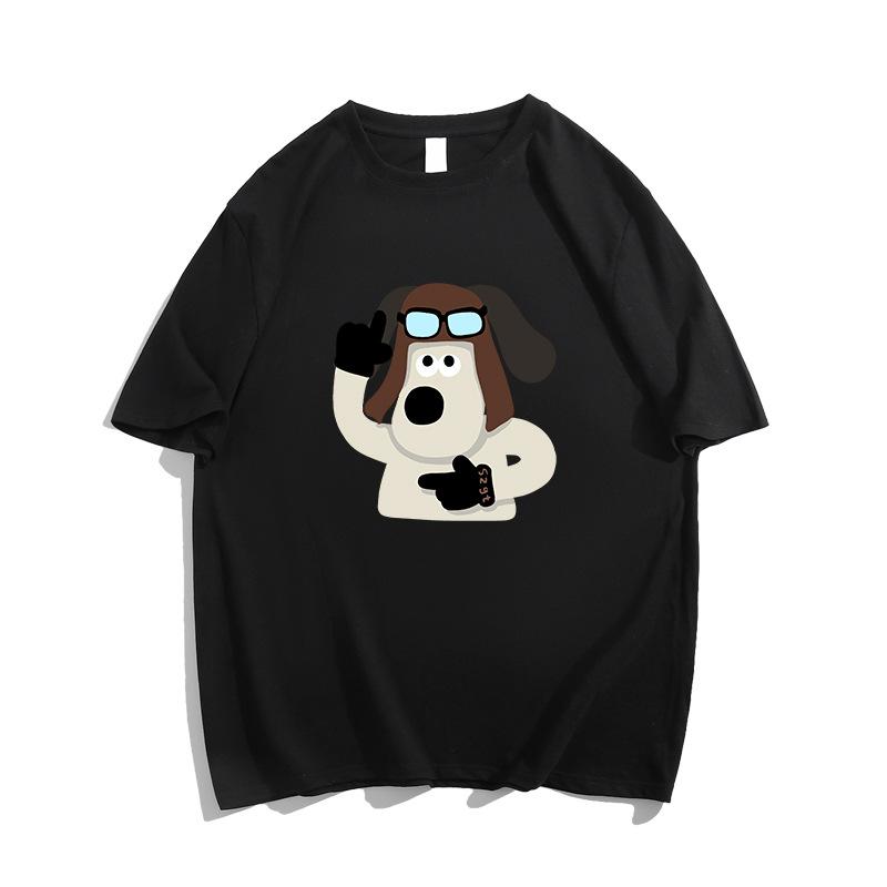 Pure cotton heavy design cartoon puppy short-sleeved t-shirt women's summer new niche trendy brand loose half-sleeved top