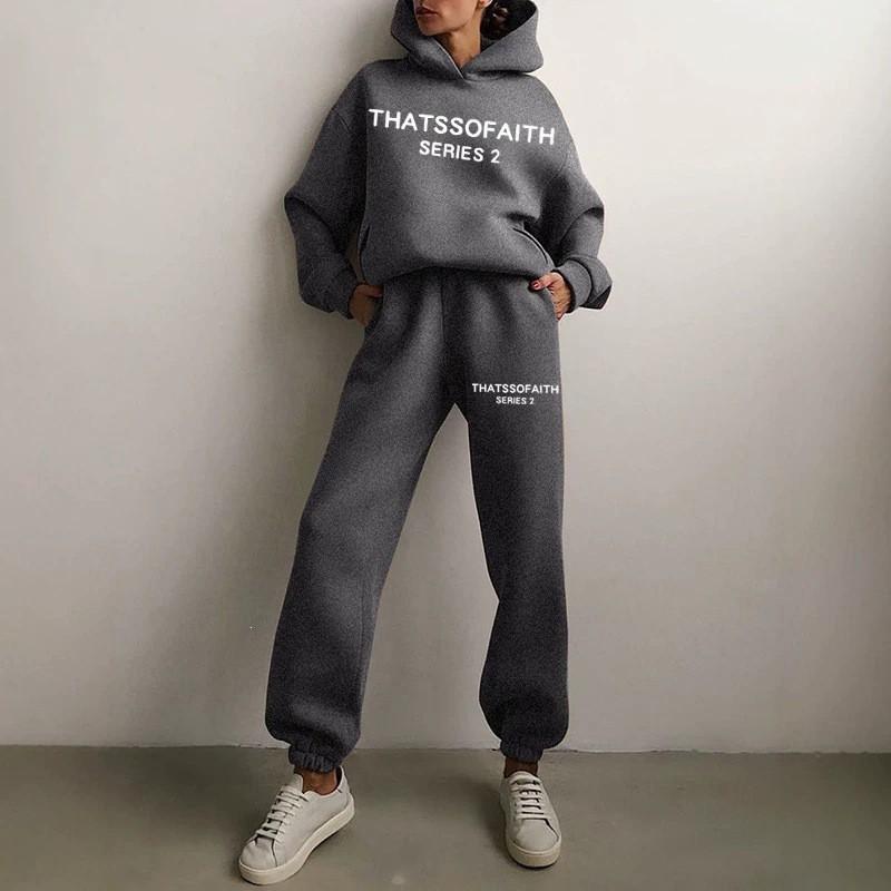 Casual Hoodie Set Winter Couple Matching Fashion Streetwear Outfit