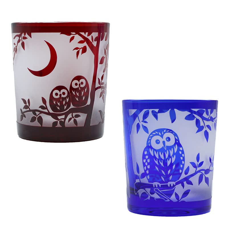

Kiriko Glass Kiriko Wooden Box Owl Pair