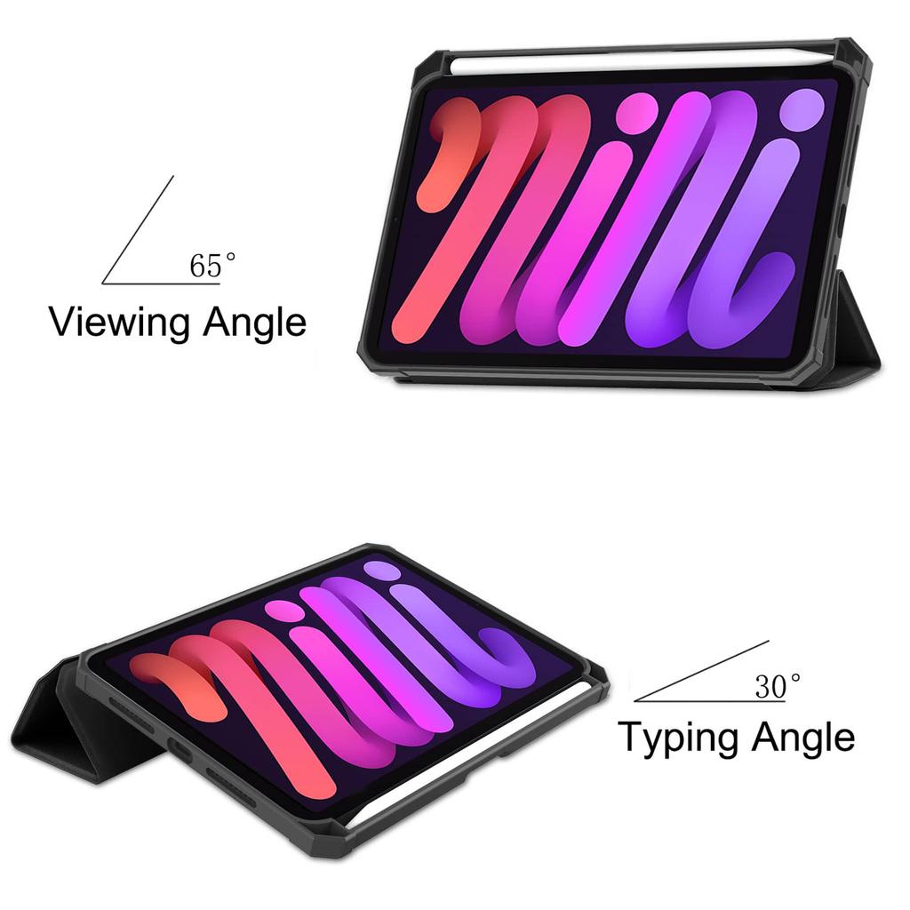 Case for iPad Mini 7 6 8.3'' with Pencil Holder-[Tri-fold Stand + Auto Wake/Sleep],Premium PU Leather Case Shockproof Hard Shell