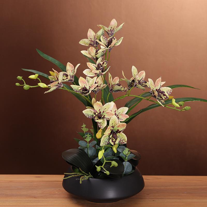 

Искусственная композиция из орхидей цимбидиум для гостиной, обеденного стола или для витрины под телевизор