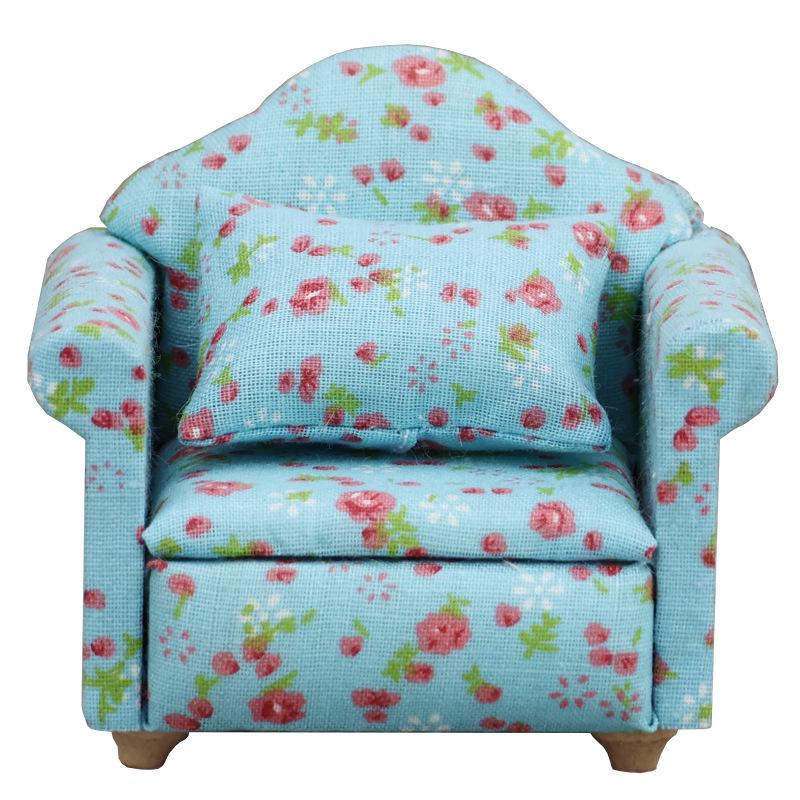 1:12 Dollhouse Miniature Floral Single Sofa for Living Rooms or Bedrooms