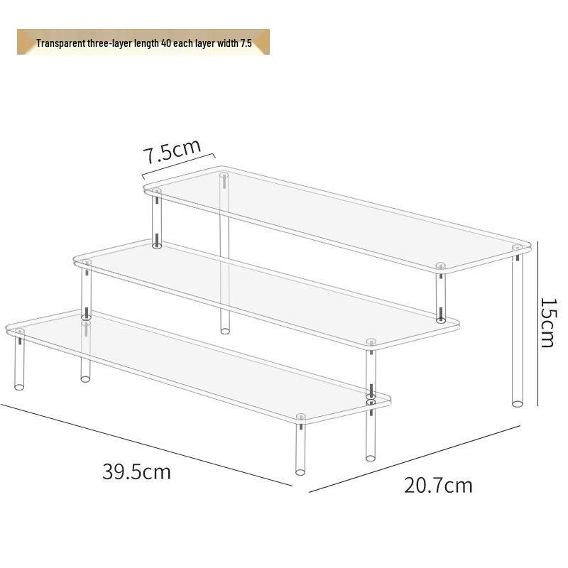 Acrylic Three-Tier Handheld Display Stand for Pop Mart Dolls, Jasmine Cosmetics, Wallets, and Jewelry