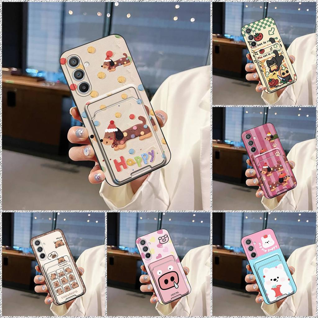 Cartoon TPU Phone Case For Samsung Galaxy S24 Plus/S24+/S24 Pro Card Slot Soft Case Full Wrap Card Bag Anti-dust Durable