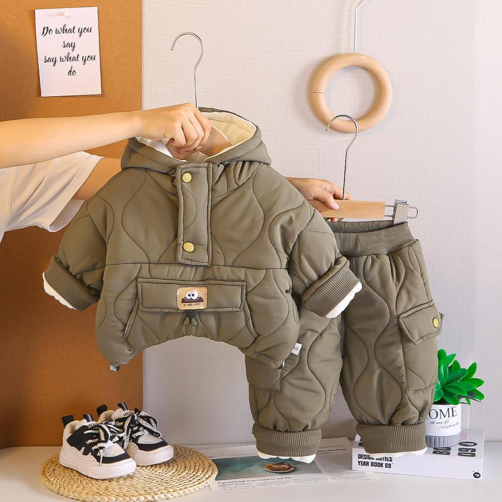 Boys' long sleeved 2-piece set, Children's thick warm cotton clothing, Comfortable clothes for babies