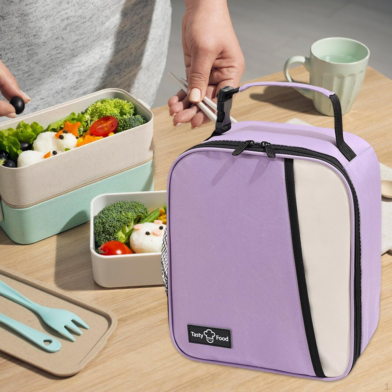 

Lunch Box Food Bento Pouch Container Practical Insulated Picnic Bag for Kids Adults фіолетовий
