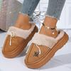Fashion Fashion Perals Bowknot Fluffy Slippers Women 2025 Warm Faux Fur Platform Slides Woman Outdoor Comfort Non Slip Cotton Slippers