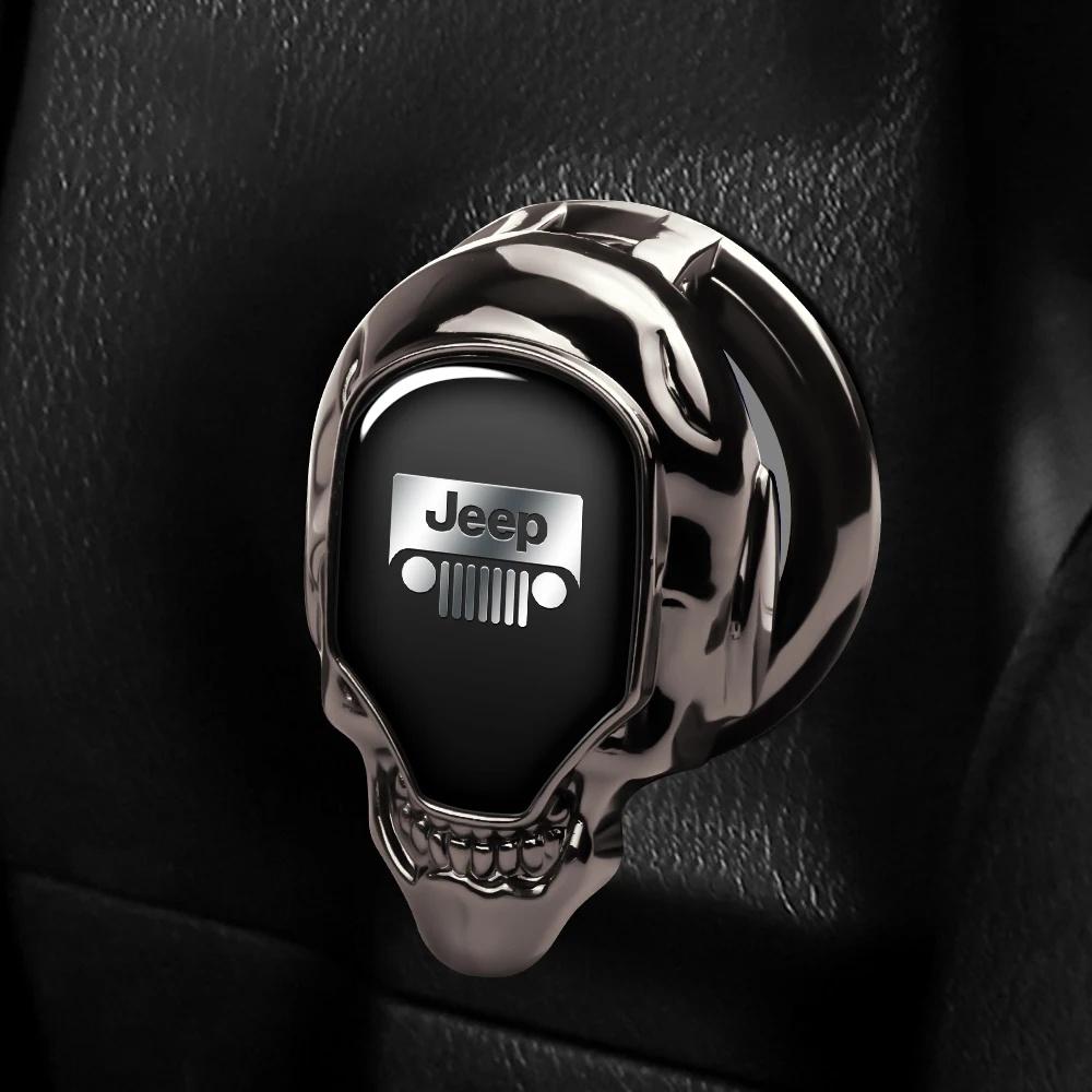 Metal Car Engine Start Stop Button Cover For Jeep Renegade Wrangler JK JL Grand Gladiator Anti-Scratch Protective Decor Cap ALZ1