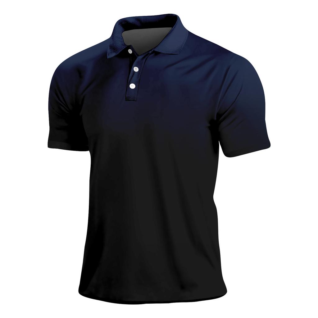 Gradient Color Summer Short Sleeved Lapel Button Men's Casual Top