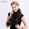 MWFur Fashion Winter Fluffy Fox Fur Scarves Hand Knitted Fox Fur Neck Collar Knit Fox Fur Scarf for Women