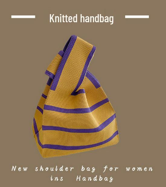 Japanese Knitted Handheld Wristlet Handbag for Stroller Pushing and Commuting